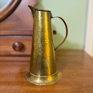 Vintage Hammered brass Pitcher ewer 8.5 inches rustic cottagecore